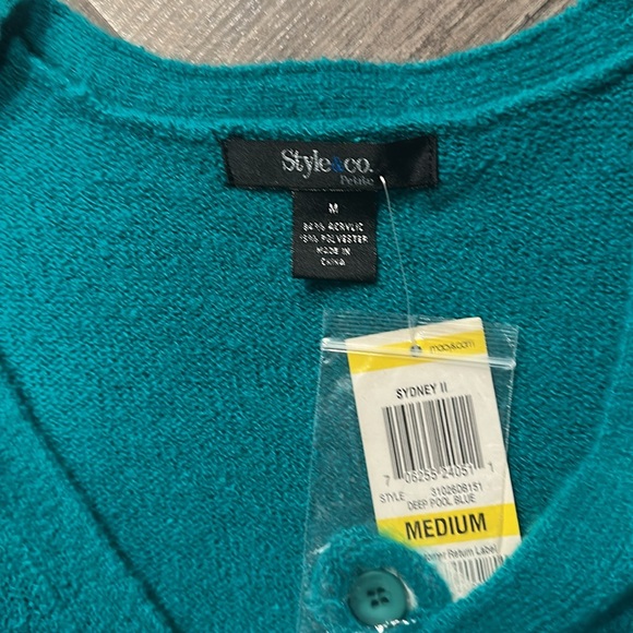 Style and Co- Teal Short Sleeve Cardigan - Picture 2 of 3